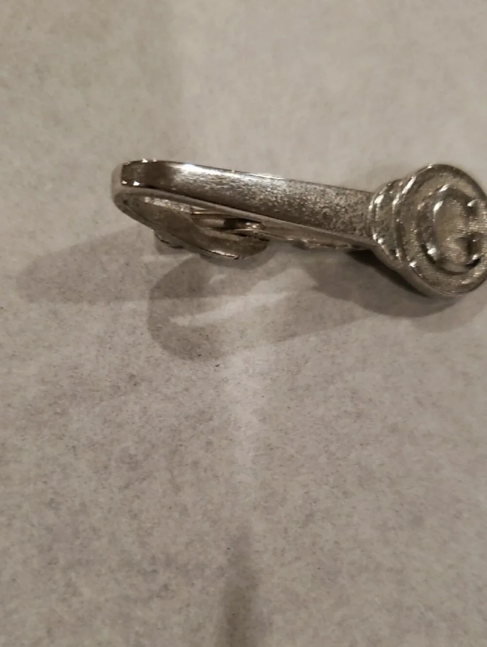 Signed Shields Vintage Men's Tie Bar Clip with 'G' Monogram Silver Tone